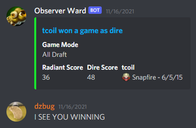 screenshot of winning game report